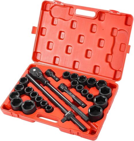 VEVOR Impact Socket Set 3/4 Inches 27 Piece Standard Impact Sockets, Socket Assortment, 3/4 Inches Drive Socket Set Impact Standard SAE (7/8 Inches to 2 Inches) & Metric Sizes (22 mm-50 mm) in Saudi Arabia