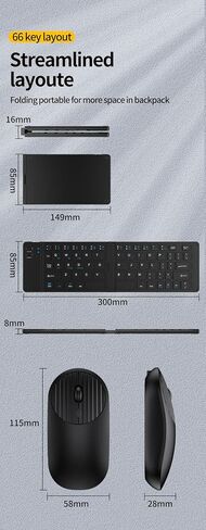 Foldable Bluetooth Keyboard Mouse Combo, 2.4G+Dual Bluetooth Portable Keyboard,Wireless Folding Holder, Rechargeable Portable Travel for iOS Android Windows Mac OS, Support 3 Devices (Gray) in Saudi Arabia