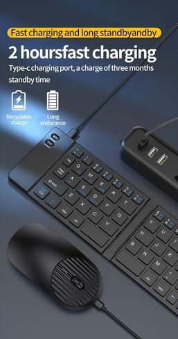 Foldable Bluetooth Keyboard Mouse Combo, 2.4G+Dual Bluetooth Portable Keyboard,Wireless Folding Holder, Rechargeable Portable Travel for iOS Android Windows Mac OS, Support 3 Devices (Gray) in Saudi Arabia