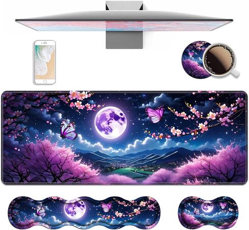 4 in 1 Ergonomic Keyboard Wrist Rest & Mouse Pad Wrist Rest Set, Large XXL Gaming Desk Mat 31.5"x 11.8" with Non-Slip Base, Memory Foam for Home Office Study Gaming, Red Dragon in Saudi Arabia