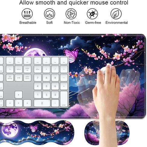 4 in 1 Ergonomic Keyboard Wrist Rest & Mouse Pad Wrist Rest Set, Large XXL Gaming Desk Mat 31.5"x 11.8" with Non-Slip Base, Memory Foam for Home Office Study Gaming, Red Dragon in Saudi Arabia
