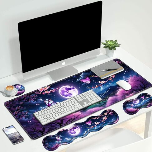 4 in 1 Ergonomic Keyboard Wrist Rest & Mouse Pad Wrist Rest Set, Large XXL Gaming Desk Mat 31.5"x 11.8" with Non-Slip Base, Memory Foam for Home Office Study Gaming, Red Dragon in Saudi Arabia