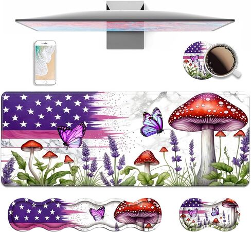 4 in 1 Ergonomic Keyboard Wrist Rest & Mouse Pad Wrist Rest Set, Large XXL Gaming Desk Mat 31.5"x 11.8" with Non-Slip Base, Memory Foam for Home Office Study Gaming, Red Dragon in Saudi Arabia