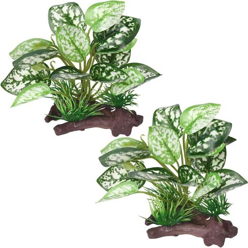 BEGONDIS 2Pcs Reptile Artificial Plants, Terrarium Plants Decorations, Aquarium Fish Tank Plant, Amphibian Habitat Hideout (Style-3) in Saudi Arabia