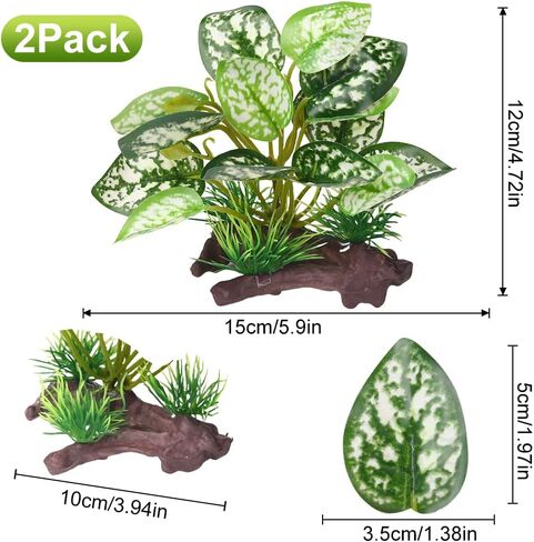 BEGONDIS 2Pcs Reptile Artificial Plants, Terrarium Plants Decorations, Aquarium Fish Tank Plant, Amphibian Habitat Hideout (Style-3) in Saudi Arabia