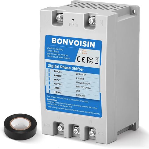 محول Bonvoisin أحادي الطور إلى 3 مراحل 2HP(1.5kW) محول الطور الرقمي، 7A 220V-240V الإدخال/الإخراج، محول واحد فقط لمحرك واحد. in Kuwait