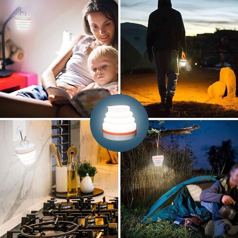 LED Camping Lantern,3 Lighting Modes,3000ma Camping Lantern Rechargeable,Camping Accessories with Hanging Rings and Ropes,for Camping,Hiking,Hurricanes,Power Outages,Foldable,Not Waterproof in Saudi Arabia
