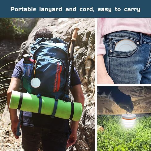 LED Camping Lantern,3 Lighting Modes,3000ma Camping Lantern Rechargeable,Camping Accessories with Hanging Rings and Ropes,for Camping,Hiking,Hurricanes,Power Outages,Foldable,Not Waterproof in Saudi Arabia