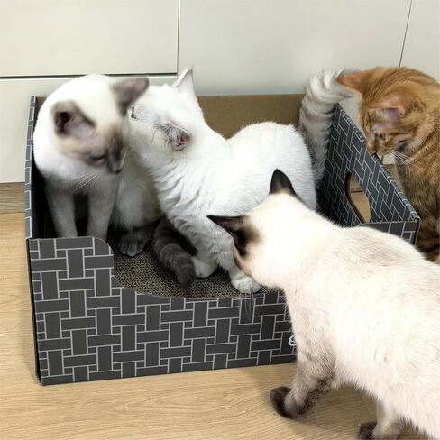 Cat Cardboard Scratcher with Extra-Large Box Bigger Space Double-Sided Scratching Refillable Pad Scratch Board Easy to Clean Scratched Lounger for Indoor Cats Weaving Patterns in Saudi Arabia