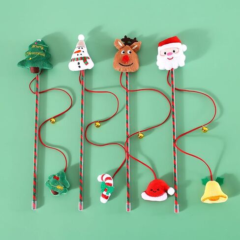 Christmas Cat Wand Toy for Cats, Xmas Cat Gift Box, Interactive Kitten Toys for Indoor Cats, Cat Feather Toys with Bell for Christmas (Santa Claus) in Saudi Arabia