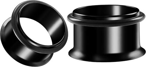 Pair of 316L Surgical Steel Black Anodized Single Flared Piercing Jewelry Ear flesh Tunnel O-ring Earring Lobe Stretcher Plug in Kuwait