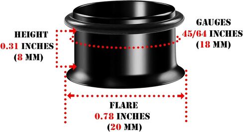 Pair of 316L Surgical Steel Black Anodized Single Flared Piercing Jewelry Ear flesh Tunnel O-ring Earring Lobe Stretcher Plug in Kuwait