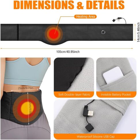 Heated Scarf with 5000mAh Battery Rechargeable Heating Pad for Neck Pain Relief, Electric Heated Neck Wrap Warmer with 3 Heat Levels, Cordless Thermal Brace Neck Heater for Men Women in Saudi Arabia