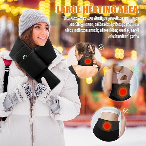 Heated Scarf with 5000mAh Battery Rechargeable Heating Pad for Neck Pain Relief, Electric Heated Neck Wrap Warmer with 3 Heat Levels, Cordless Thermal Brace Neck Heater for Men Women in Saudi Arabia