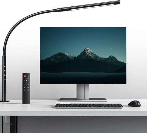 Eye-Caring Desk Lamp, Gooseneck Lamp with Clamp, Swing Arm Desk Light, Adjustable Brightness & Color Temperatures, Memory & Timer Function, Clip on Desk Lamp for Home Office, 12W, White in Saudi Arabia