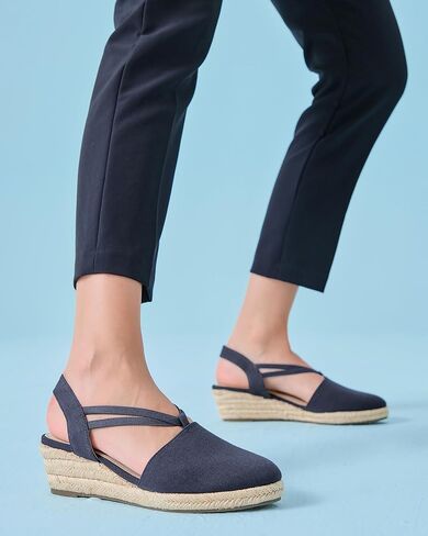 Coutgo Women's Platform Wedge Espadrille Sandals Slingback Slip on Closed Toe Strap Shoes in Kuwait