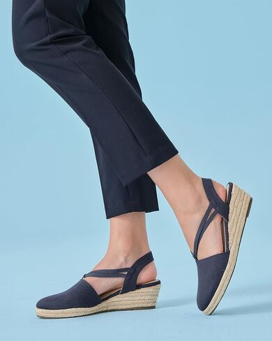 Coutgo Women's Platform Wedge Espadrille Sandals Slingback Slip on Closed Toe Strap Shoes in Kuwait