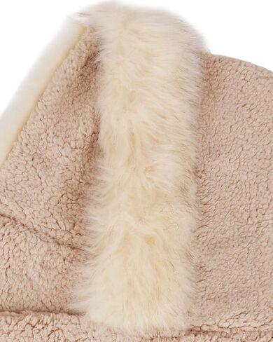 Winter Faux Fur Fuzzy Trim Sherpa Hooded Scarf Cute 3-in-1 Scarf Hat Gloves Set for Women in Kuwait