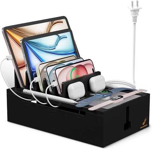 Pezin & Hulin Bamboo Charging Station for Multiple Devices-Natural+White in Kuwait