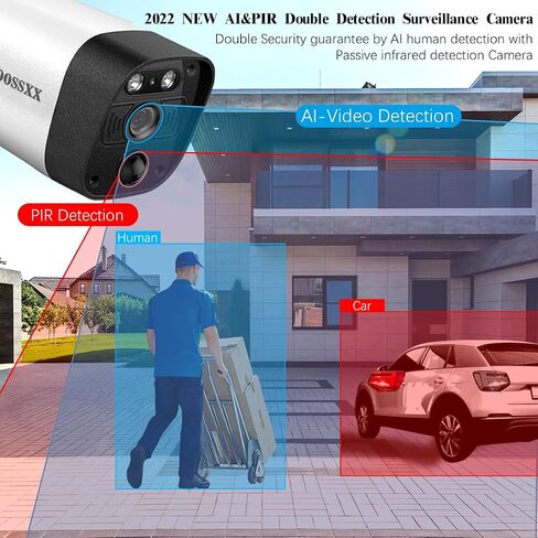 OOSSXX (Solar Power Battery 100% Wire-Free) All-in-one Monitor 2-Way Audio Solar Powered Security Camera System with Monitor Outdoor Wireless Home Security System WiFi Cameras Surveillance Systems in Saudi Arabia