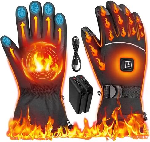 Heated Gloves - Rechargeable Electric Battery Heated Gloves for Men and Women Touchscreen Winter Thermal Glove with 3 Heating Levels Waterproof Heated Gloves for Hunting Fishing Skiing Hiking#4 in Kuwait