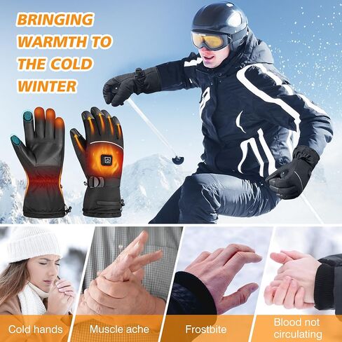 Heated Gloves - Rechargeable Electric Battery Heated Gloves for Men and Women Touchscreen Winter Thermal Glove with 3 Heating Levels Waterproof Heated Gloves for Hunting Fishing Skiing Hiking#4 in Kuwait