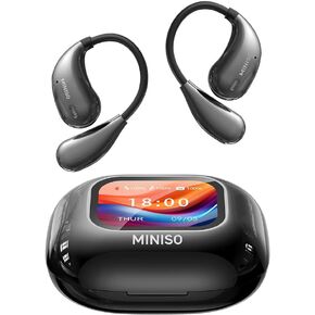 MINISO M95 Open Ear Earbuds, True Wireless Over The Ear Earbuds with Touch Screen Display Bluetooth 5.4 OWS Headphone with Earhooks Noise Reduction Earphones IPX5 Waterproof for Running, Fitness