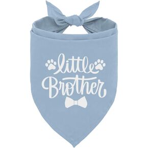 Little Brother Dog Bandana, Pet Dog Gender Revealing Triangle Scarf, Dog Bandana for Small Medium Large Dog, Light Blue Dog Bandana, Gift for Dog Lover, Funny Cute Dog Bandana (A63)