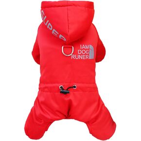 Dog Coat Pet Apparel Jumpsuit Windproof Cold Weather Coat 4 Legs Sports Jacket Warm Winter Thick Clothes Snow Proof Coat Cotton Dog Coat for Small Dog Medium Dog Cat Black M