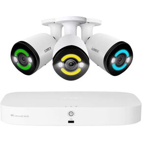 Lorex 4K 2TB 16-Channel (8 Wired + 8 WiFi) Fusion Indoor/Outdoor Security Camera System with Three IP PoE Bullet Cameras with Smart Security Lighting