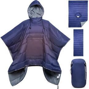 Sleeping Bag Wearable Hooded Blanket - Envelope Lightweight Thermal Cloak Cape Windproof with Premium Stuff Compression Sack for Backpacking Hiking Hunting Fishing Outdoor Sport