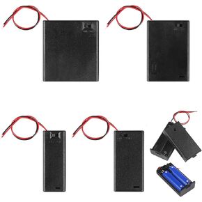 AA Battery Holder,1.5V Plastic AA Battery Storage Case Battery Clip Battery Box with ON/Off Switch and Leads Wire 1 Slots+2 Slots+3 Slots+4 Slots,Set of 4