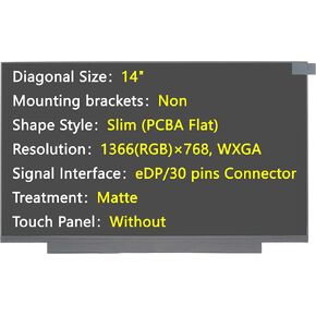 New Screen Replacement for HP 14-cf2111wm 14-cf2112wm (Non-Touch Screen Only), 14" eDP/30 pins Connector HD 1366x768, LCD LED Display (Matte)
