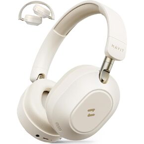 havit NC01 Active Noise Cancelling Headphones, Folding Design Headphones Wireless Bluetooth, 80H Playtime, Hi-Res Audio Custom EQ via App Super Bass for Airplane Traffic Home