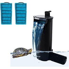 Aquarium Internal Filter Waterfall Flow Water Clean Pump with 2 Filter Spong Effective Filtration Waterfall Filter Low Level Waterfall Filter for Small Fish Tank Turtle Tank Shrimp Amphibian Frog Crab