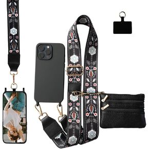 Crossbody Silicone Case for iPhone 16 Pro Max with Zippered Pouch, 2024 New Clip and Go Strap for iPhone Protective Case with Wallet Crossbody Adjustable Lanyard Wristband 6.9''-White