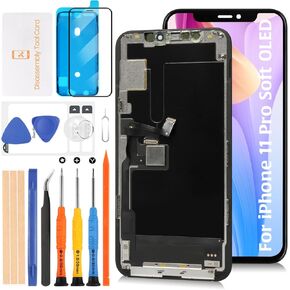 Soft OLED 11 Pro LCD Screen Replacement for iPhone 11 Pro 5.8 inch [Soft OLED,NOT LCD] 3D Touch OLED LCD Display Touch Digitizer Screen Assembly A2215 A2160 A2217 with Repair Tools