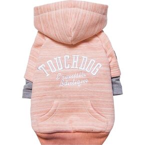 TOUCHDOG 'Hampton Beach' Designer Fashion Ultra-Plush Sand Blasted Pet Dog Hooded Sweater Hoodie, Large, Pink