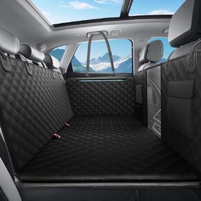 Back Seat Extender for Dogs Hard Bottom Hold 400lbs, Dog Car Seat Cover for Back Seat, Waterproof Pets Backseat Protector with Mesh Window, Sturdy Dog Hammock for Car SUV