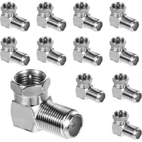 12 PCS RG6 F Type Female to Male Adapter 90 Degree Coaxial Connector Right Angle Coax Connector, F Type Coaxial Cable Connectors Coaxial 90 Degree Adapter L Shape for Coax Wall Mounted TV Wall Plates