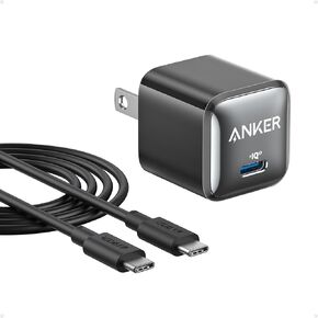 Anker USB C Charger Block 20W, 511 Charger (Nano Pro), PIQ 3.0 Compact Fast Charger for iPhone 16/16 Plus/16 Pro/16 Pro Max, 15/14/13 Series, Galaxy, Pixel 4/3, iPad (Black, 1 Pack&1 Cable)