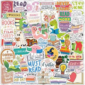ملصقات كتب القراءة لزجاجة مياه محمولة، فكرة هدية لملصقات القراءة، مكتبة ملحقات محبي الكتب للمراهقين والبالغين، اقتباس تحفيزي ملهم