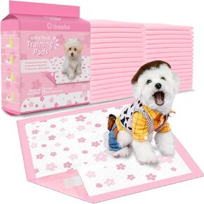Puppy Pads, 23"x 23" Dog Pee Pad with Adhesive Tabs for Potty Training, Ultra Thick Leak-Proof Quiky-Dry Pink Puppy Essentials (Pink, 23x23in 50Ct)