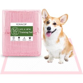 50 Pcs Disposable Changing Pads,Disposable Puppy Pads,Puppy Training Pads,24" x 18" Dog Pee Pads,Super Absorbent Potty Pads,Leak Proof Pet Training Pads,for Puppies Cats Rabbits( Pink, Small)