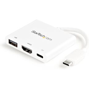 StarTech.com USB-C to HDMI Adapter - White - 4K 30Hz - Thunderbolt 3 Compatible - with Power Delivery (USB PD) - USB C Dongle (CDP2HDUACPW)