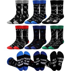 Eurzom 6 Pairs Funny Chemistry Socks for Men Novelty Science Themed Gifts Chemistry Teacher Socks for Biology, scientists, science Lovers