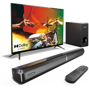ULTIMEA 4.1ch Sound Bar for Smart TV with Dolby Atmos, 2-in-1 Bluetooth 5.3 Soundbar with Subwoofer, 280W Peak Power, 3 EQ Modes TV Soundbar, Bass Adjustable, HDMI eARC, Apollo S60, 2025 Upgraded