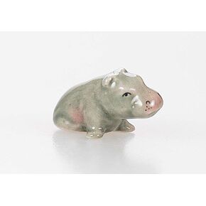 WitnyStore Tiny 1¼" Long Sitting Hippopotamus Figurine - Collectible Figure Hippo Tropical Wildlife Mammal Animal Art - Miniature Hand Made and Painted Ceramic Porcelain Clay Decor Souvenirs in Saudi Arabia