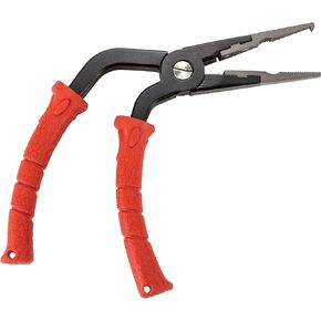 BUBBA Pistol Grip Split Ring Fishing Pliers with Non-Slip Handle, 8Cr13MoV Stainless Steel Jaws, Carbide Cutters, Crimper Tool, Coiled Lanyard and Synthetic Sheath