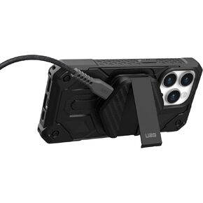 URBAN ARMOR GEAR UAG Wireless Charging Pad and Kickstand Compatible with MagSafe Cases, 15W Fast Charging with 4ft Detachable Rugged USB-C to USB-C Cable, Black/Carbon Fiber